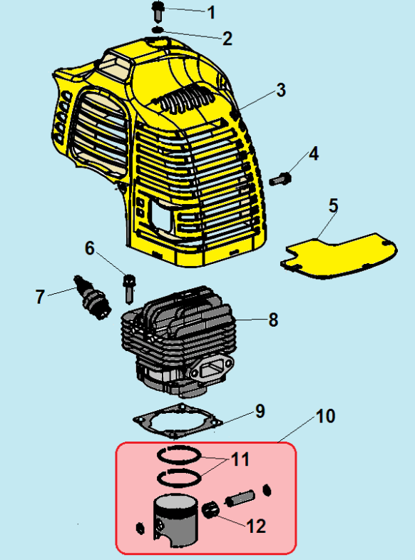 1 ПОРШЕНЬ - ЦИЛИНДР - СВЕЧА ТРИММЕР CHAMPION Т523