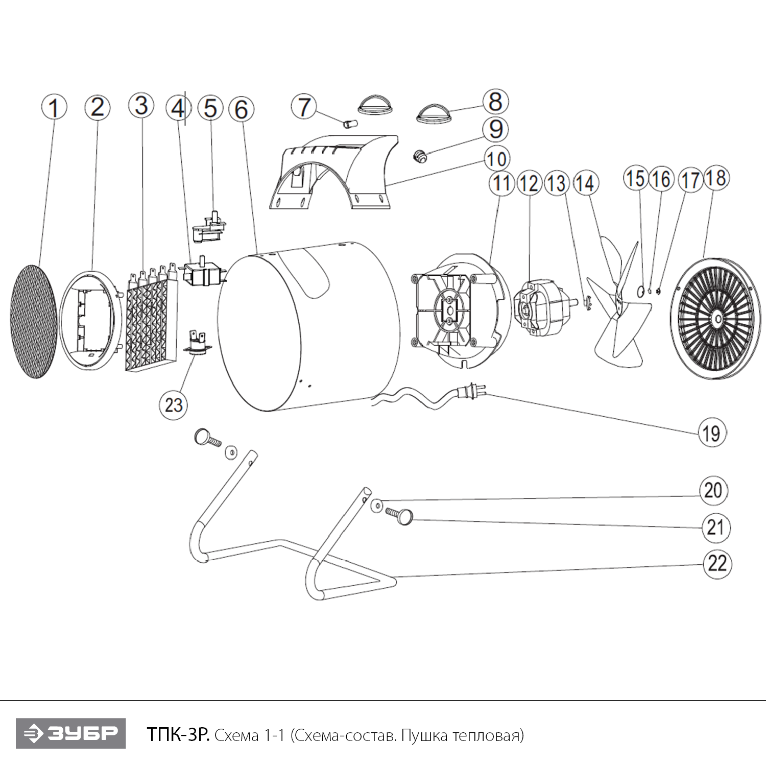 Пушка тепловая, с регулировкой угла, ТПК-Р ТПК-3Р